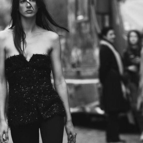 ZARA FRINGE AND SEQUIN BUSTIER TOP - Picture 7 of 10